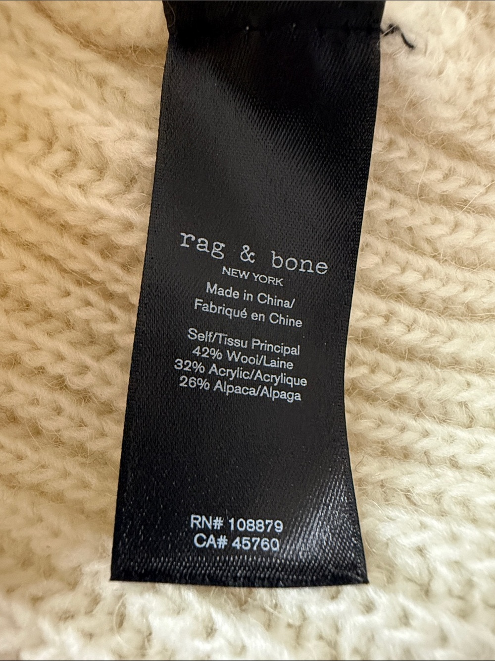 rag & bone Cream Ribbed Collared Sweater - Picture 7 of 7